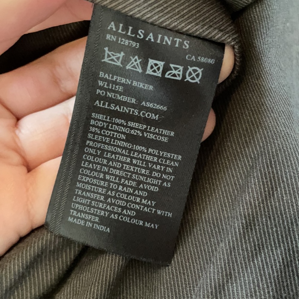 Balfern Biker All Saints leather jacket US2 - Picture 6 of 7